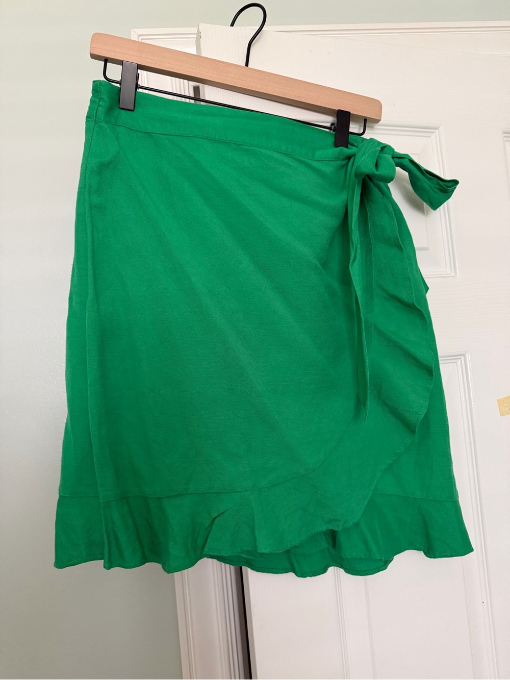 Loft Green Wrap Mini Skirt with Side Tie